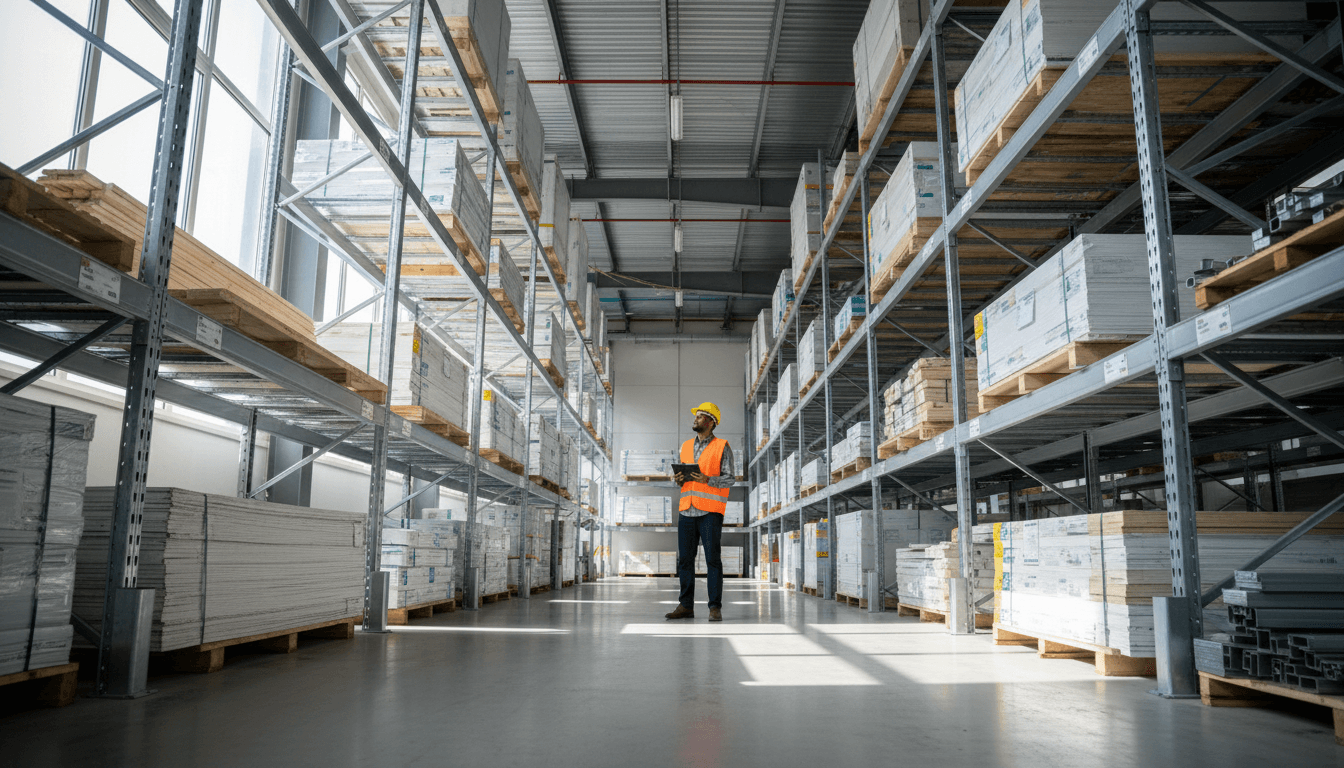 MKM Building Supplies warehouse with organized inventory and materials