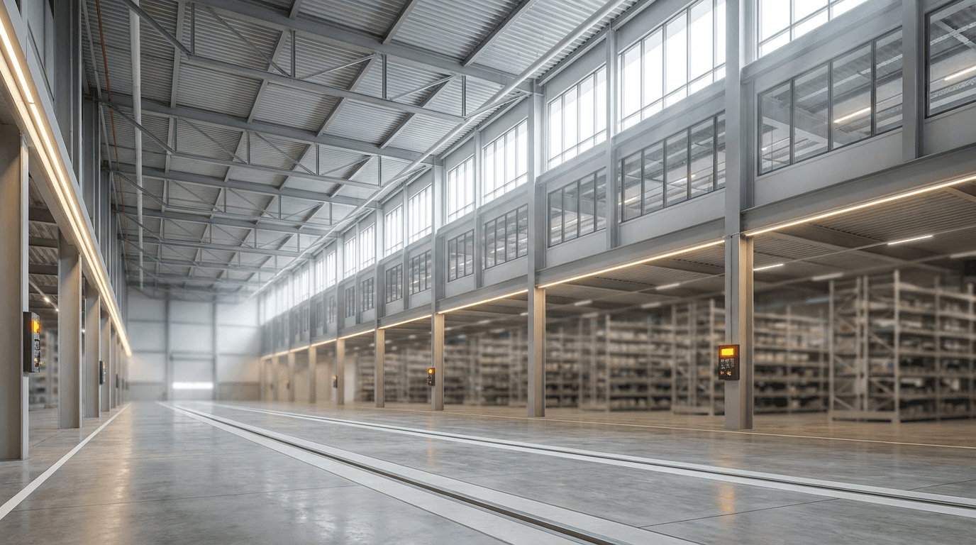 Organized timber and wood materials stacked in warehouse